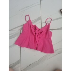 Coconut Girl Crop Tie Front Cotton Beachy Barbiecore Top Large